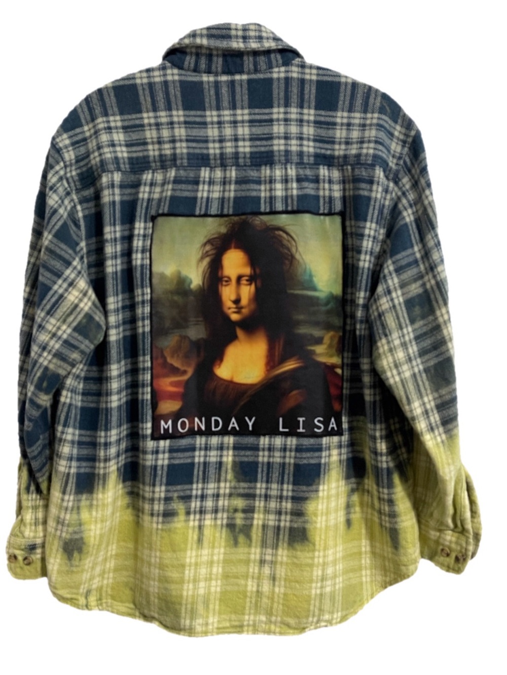 Upcycled “Monday Lisa” Plaid Dip-Dye Heavy Cotton Flannel